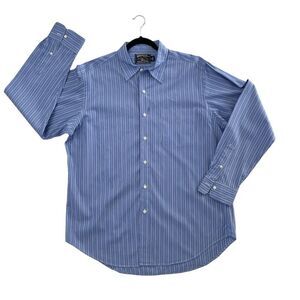 American Living Men's Blue Dress Shirt Size XL Striped Long Sleeve